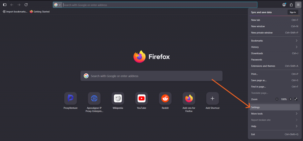 Select Settings (or Preferences if you're using macOS)